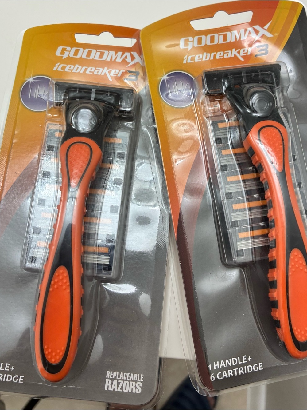 Men's razors bundle of 2 handles & 12 cartridges, 3 blades, aloe strip, NEW